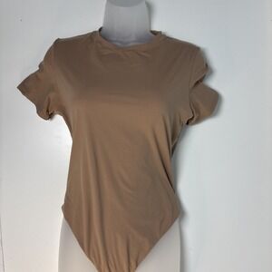 Skims XL Short Sleeve T-Shirt Bodysuit Tan Women's Essential shapewear